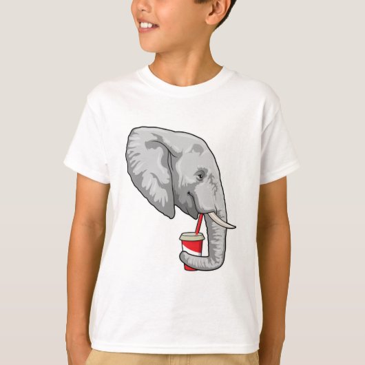 Elephant met Drink T-shirt (Voorkant)