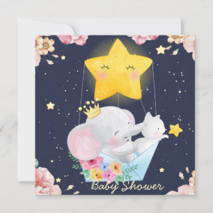 Elephant met een glazen Baby shower-uitnodiging Kaart