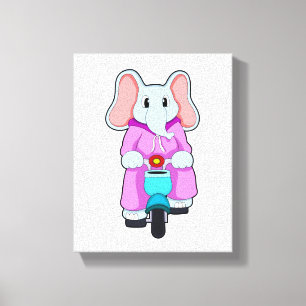 Elephant met fiets canvas afdruk
