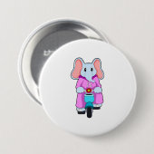 Elephant met fiets ronde button 7,6 cm (Voorkant /achterkant)