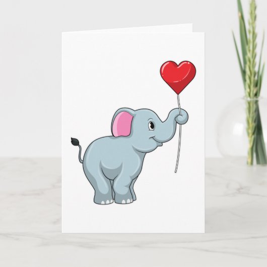 Elephant met hartballon kaart (Voorkant)