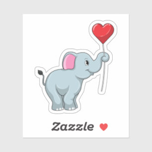 Elephant met hartballon sticker