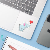 Elephant met hartballon sticker (Laptop met iPhone)