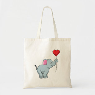 Elephant met hartballon tote bag