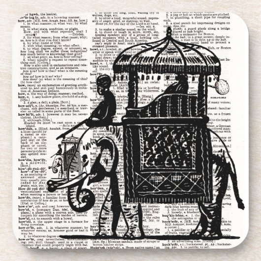 Elephant met Howdah Dictionary Art Bier Onderzetter (Voorkant)