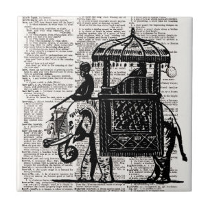 Elephant met Howdah Dictionary Art Tegeltje