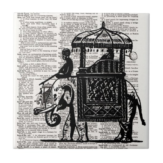 Elephant met Howdah Dictionary Art Tegeltje (Voorkant)
