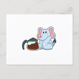 Elephant met koffie briefkaart