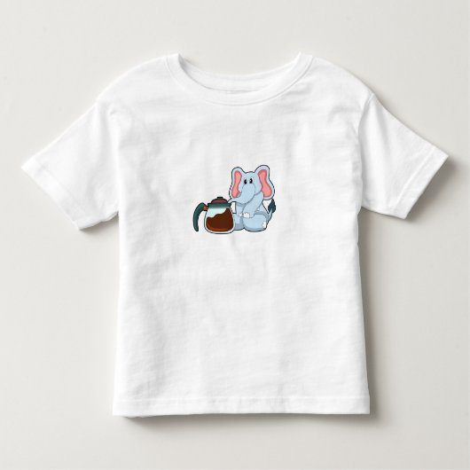 Elephant met koffie kinder shirts (Voorkant)