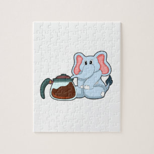 Elephant met koffie legpuzzel
