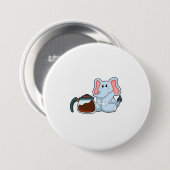 Elephant met koffie ronde button 7,6 cm (Voorkant /achterkant)