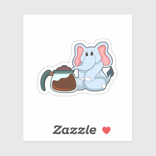 Elephant met koffie sticker (Vel)