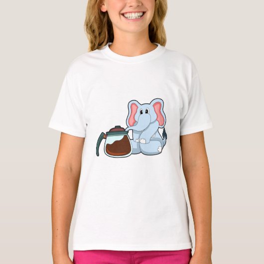 Elephant met koffie t-shirt (Voorkant)