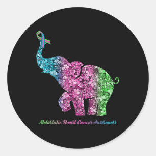 Elephant met langzamer gemetastaseerde borstkanker ronde sticker