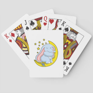 Elephant met maan en sterren pokerkaarten