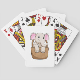 Elephant met mandje pokerkaarten