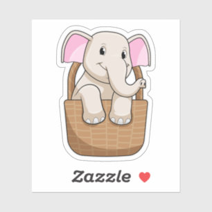 Elephant met mandje sticker
