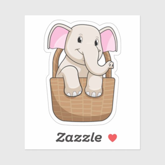 Elephant met mandje sticker (Vel)