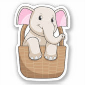 Elephant met mandje sticker (Voorkant)