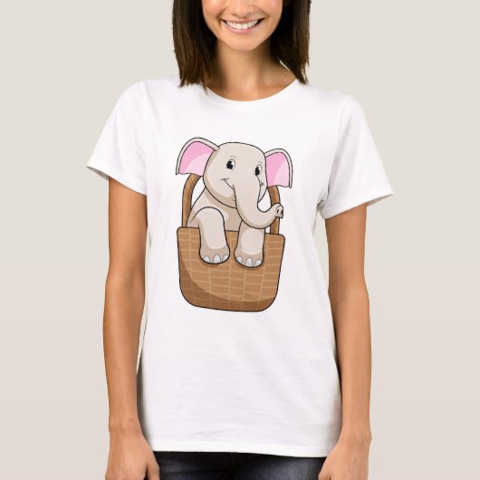 Elephant met mandje t-shirt (Voorkant)