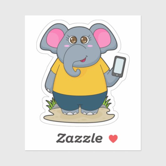 Elephant met Mobile Sticker (Vel)
