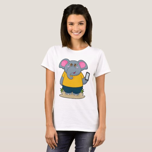 Elephant met Mobile T-shirt (Voorkant volledig)