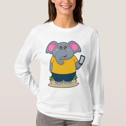 Elephant met Mobile T-shirt (Voorkant)