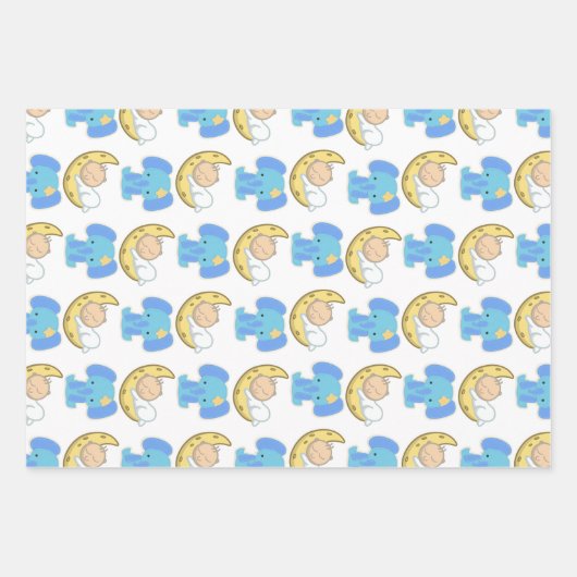 Elephant met Moon Baby Design Inpakpapier Vel (Voorkant 2)