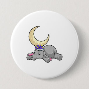 Elephant met Moon Ronde Button 7,6 Cm