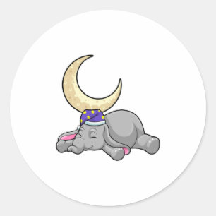 Elephant met Moon Ronde Sticker