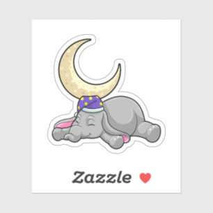 Elephant met Moon Sticker
