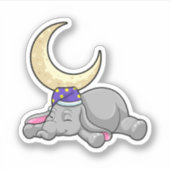 Elephant met Moon Sticker (Voorkant)