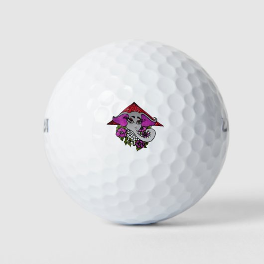 Elephant met parels en Violet Golfballen (Voorkant)
