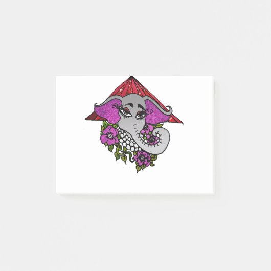 Elephant met parels en Violet Post-it® Notes (Voorkant)