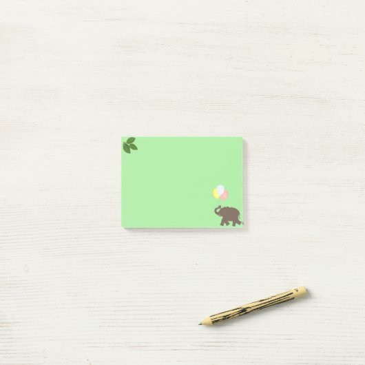 Elephant met partijballonnen en laurbladeren post-it® notes (Op bureau)