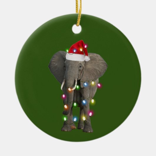 Elephant met Pet licht kerstmis Keramisch Ornament (Voorkant)