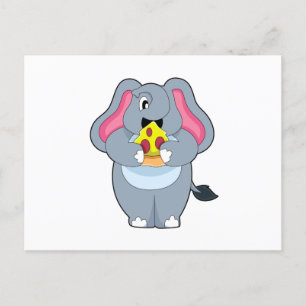 Elephant met Pizza Briefkaart