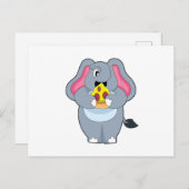 Elephant met Pizza Briefkaart (Voorkant / Achterkant)