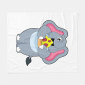 Elephant met Pizza Fleece Deken (Voorkant (Horizontaal))