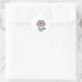 Elephant met Pizza Ronde Sticker (Tas)