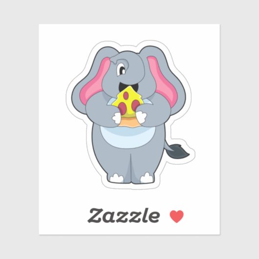 Elephant met Pizza Sticker (Vel)