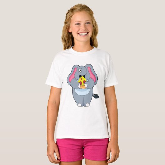 Elephant met Pizza T-shirt (Voorkant volledig)