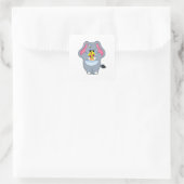 Elephant met Pizza Vierkante Sticker (Tas)