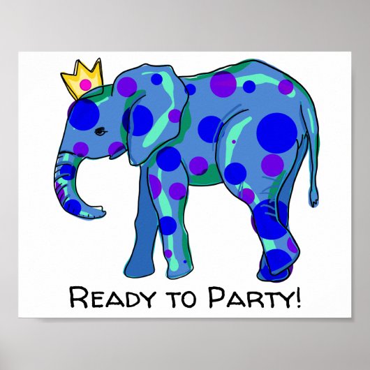 Elephant met Polka Dots Party Poster (Voorkant)