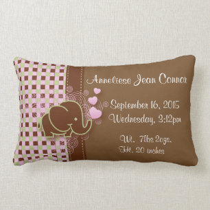 Elephant met roze en bruine speldenachtergrond kussen