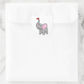 Elephant met vlag vierkante sticker (Tas)