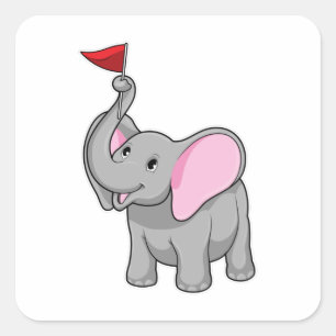 Elephant met vlag vierkante sticker