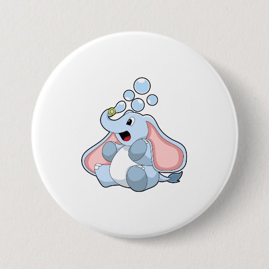 Elephant met waterbellen ronde button 7,6 cm (Voorkant)