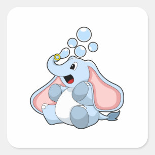 Elephant met waterbellen vierkante sticker