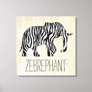 Elephant met Zebra Stripes en uw ideeën Canvas Afdruk